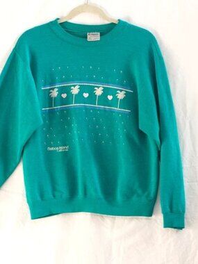 Vgt Island California Souvenir Beach Sweatshirt 80s Palm Tree Hearts Graphic M